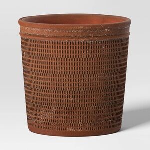 6" Weathered Texture Ceramic Indoor Outdoor Novelty Planter Pot Brown Threshold